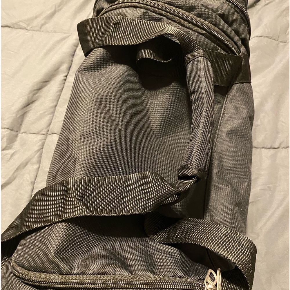 A black Nike duffel bag